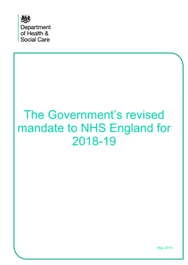 The Government's Revised Mandate to NHS England for 2018-19