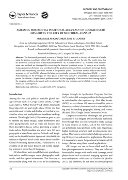 Assessing Horizontal Positional Accuracy of Google Earth Imagery in the City of Montreal, Canada