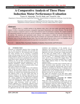 A Comparative Analysis of Three Phase Induction Motor Performance Evaluation 1France O