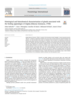 Histological and Histochemical Characterisation of Glands Associated with the Feeding Appendages of Argulus Foliaceus (Linnaeus, 1758) T ⁎ Aisha Ambualia,B, , Sean J