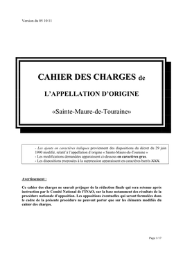 CAHIER DES CHARGES De