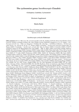 The Cyclosomine Genus Sarothrocrepis Chaudoir