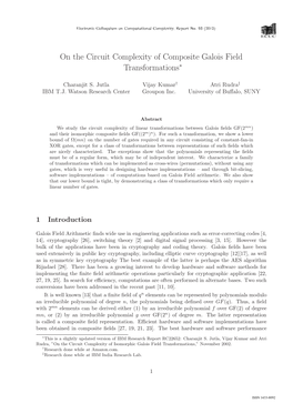 On the Circuit Complexity of Composite Galois Field Transformations∗