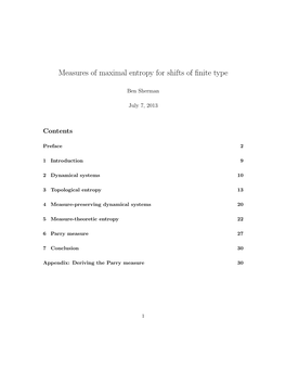 Measures of Maximal Entropy for Shifts of Finite Type