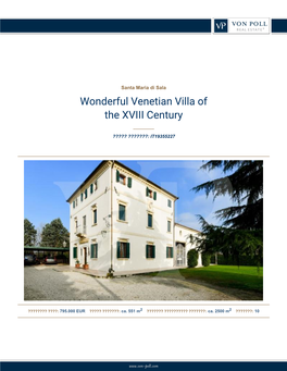 Wonderful Venetian Villa Ofthe XVIII Century
