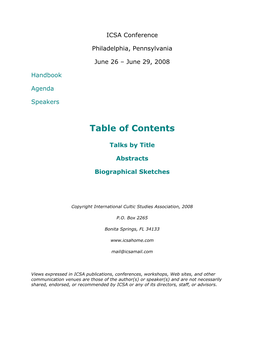 Table of Contents