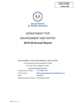 DEW Annual Report 2019-20