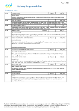 Sydney Program Guide