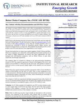 Emerging Growth INITIATION REPORT Member FINRA/SIPC