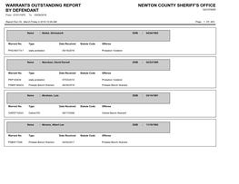 Warrants Outstanding Report by Defendant