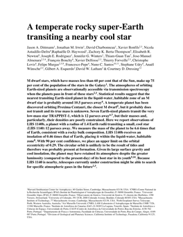 A Temperate Rocky Super-Earth Transiting a Nearby Cool Star
