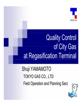 Quality Control of City Gas at Regasification Terminal G