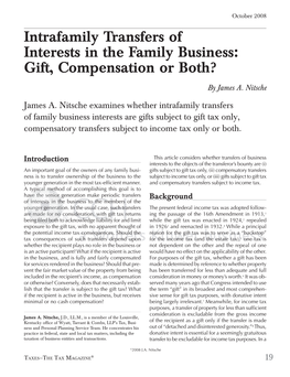 Intrafamily Transfers of Interests in the Family Business: Gift, Compensation Or Both?