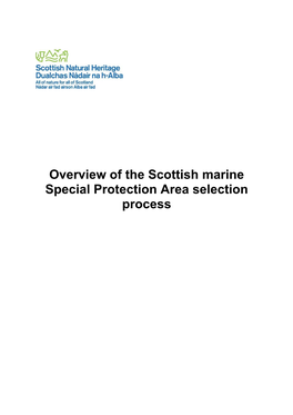 Overview of the Scottish Marine Special Protection Area Selection Process