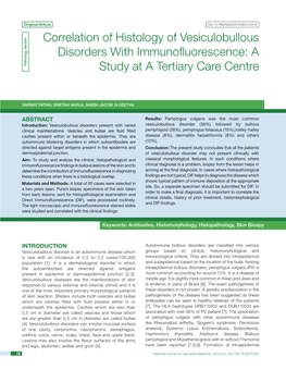 Correlation of Histology of Vesiculobullous Disorders with Immunofluorescence: A