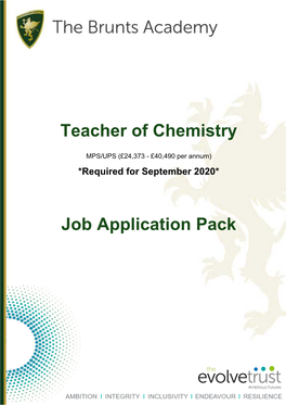 Teacher of Chemistry Job Application Pack