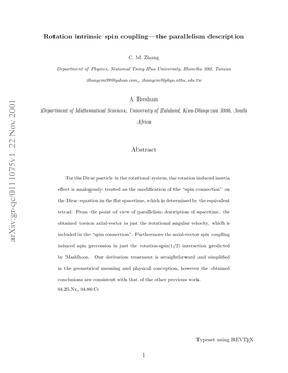 Rotation Intrinsic Spin Coupling--The Parallelism Description