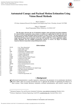 Automated Canopy and Payload Motion Estimation Using Vision Based Methods