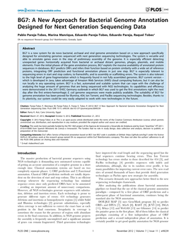 A New Approach for Bacterial Genome Annotation Designed for Next Generation Sequencing Data