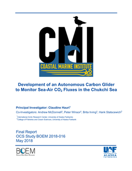 Development of an Autonomous Carbon Glider to Monitor Sea-Air CO2 Fluxes in the Chukchi Sea