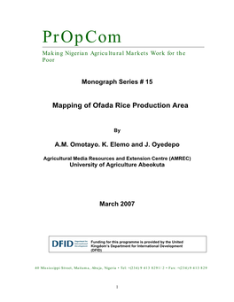 Mapping of Ofada Rice Production Areas