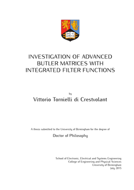 Investigation of Advanced Butler Matrices with Integrated Filter Functions