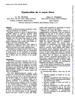 Hypothyroidism Due to Enzyme Defects E