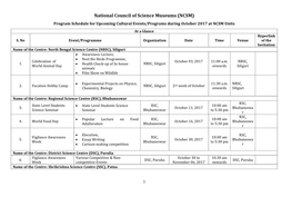 NCSM) Program Schedule for Upcoming Cultural Events/Programs During October 2017 at NCSM Units at a Glance Hyperlink S