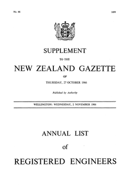 New Zealand Gazette Registered Engineers