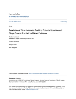 Ranking Potential Locations of Single-Source Gravitational Wave Emission