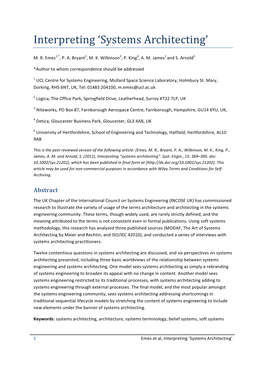 Interpreting 'Systems Architectings