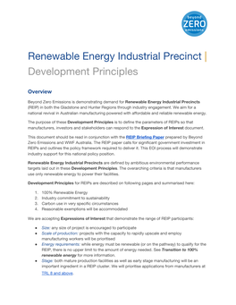Renewable Energy Industrial Precinct​ ​| Development Principles