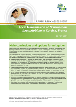 Local Transmission of Schistosoma Haematobium in Corsica, France