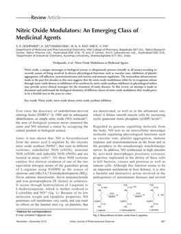 Nitric Oxide Modulators: an Emerging Class of Medicinal Agents