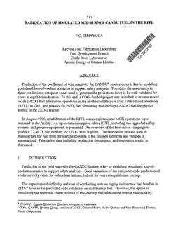 Fabrication of Simulated Mid-Burnup Candu Fuel in the Rffl