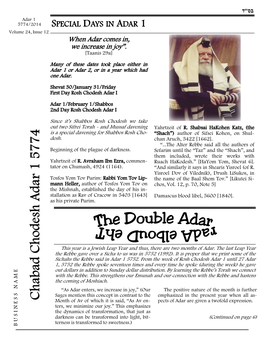 Chabad Chodesh Adar 1 5774