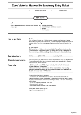 Healesville Sanctuary Entry Ticket