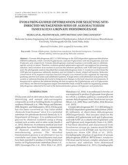 Directed Mutagenesis Sites of Agrobacterium Tumefaciens Uronate Dehydrogenase