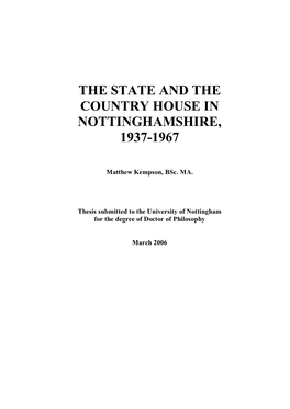 The State and the Country House in Nottinghamshire, 1937-1967