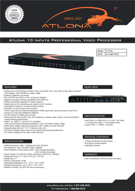 Atlona 10 Inputs Professional Video Processor