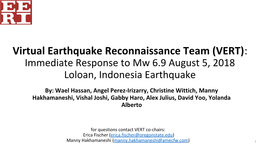 (VERT): Immediate Response to M6.9 Loloan, Indonesia Earthquake
