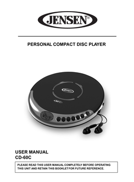 Personal Compact Disc Player User Manual Cd-60C