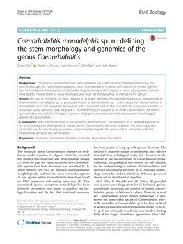 Download at Ensembl.Caenorhabditis.Org Reverse-Genetic Analyses of Its Biology