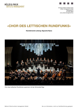 «Chor Des Lettischen Rundfunks»