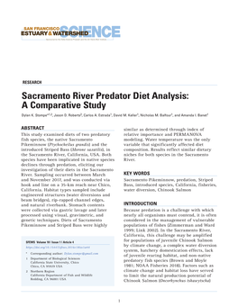 Sacramento River Predator Diet Analysis: a Comparative Study Dylan K