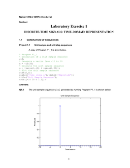 Laboratory Exercise 1 DISCRETE-TIME SIGNALS: TIME-DOMAIN REPRESENTATION