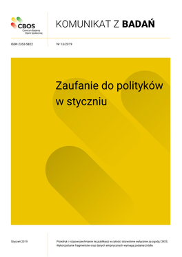 Komunikat CBOS: Zaufanie Do Polityków W Styczniu