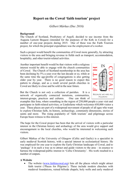 Report on the Cowal 'Faith Tourism' Project