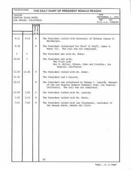 The Daily Diary of President Ronald Reagan