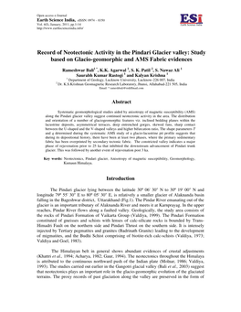 Record of Neotectonic Activity in the Pindari Glacier Valley: Study Based on Glacio-Geomorphic and AMS Fabric Evidences